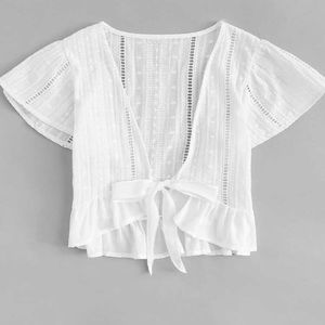 White front tie blouse